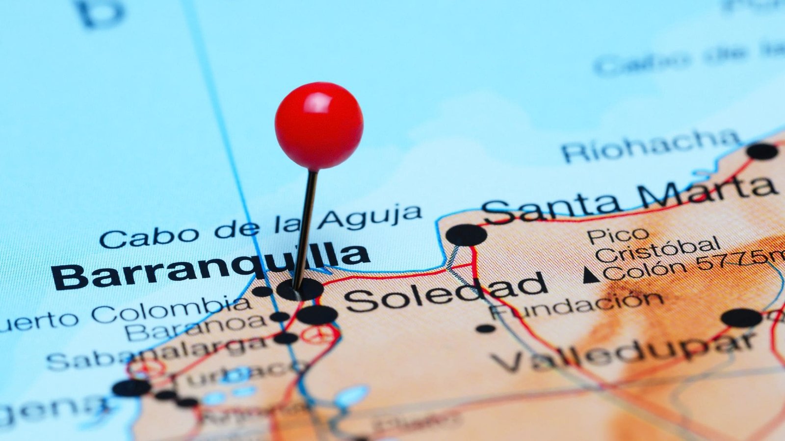Mapa señalando la cuidad de Barranquilla